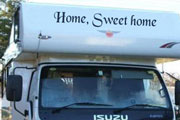 vinyl lettering on a motorhome example